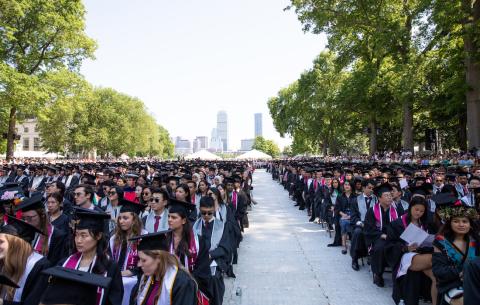 Image of the graduates in the audience during the OneMIT Commencement Ceremony