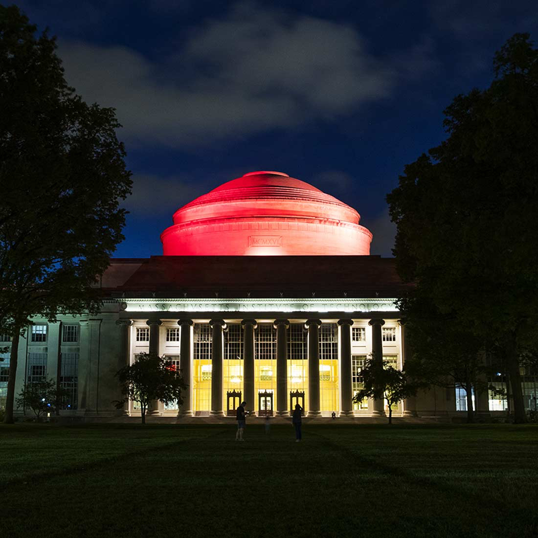 Great Dome lit red to honor the 2020 graduates