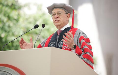 President Reif delivers his charge to the graduates