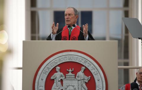 Michael Bloomberg addresses the class of 2019; photo: Dominick Reuter