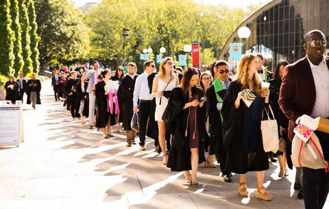 MIT graduates line up on Commencement Day 2019