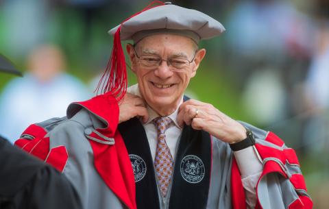 Image of President Reif smiling at the Special Ceremony for the Classes of 2020 and 2021