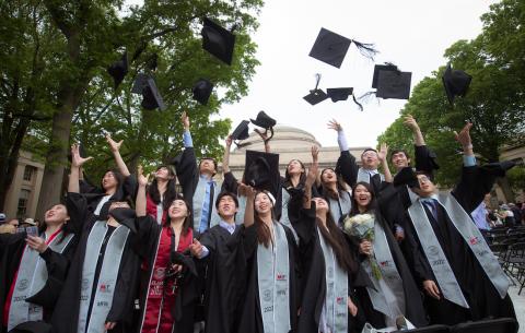 Image of happy graduates following the OneMIT Commencement Ceremony
