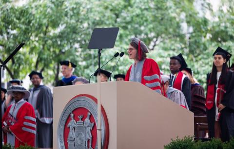 Image of Chaplain Thea Keith-Lucas delivering the Invocation